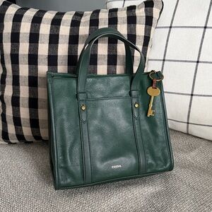 Fossil Green Leather Satchel